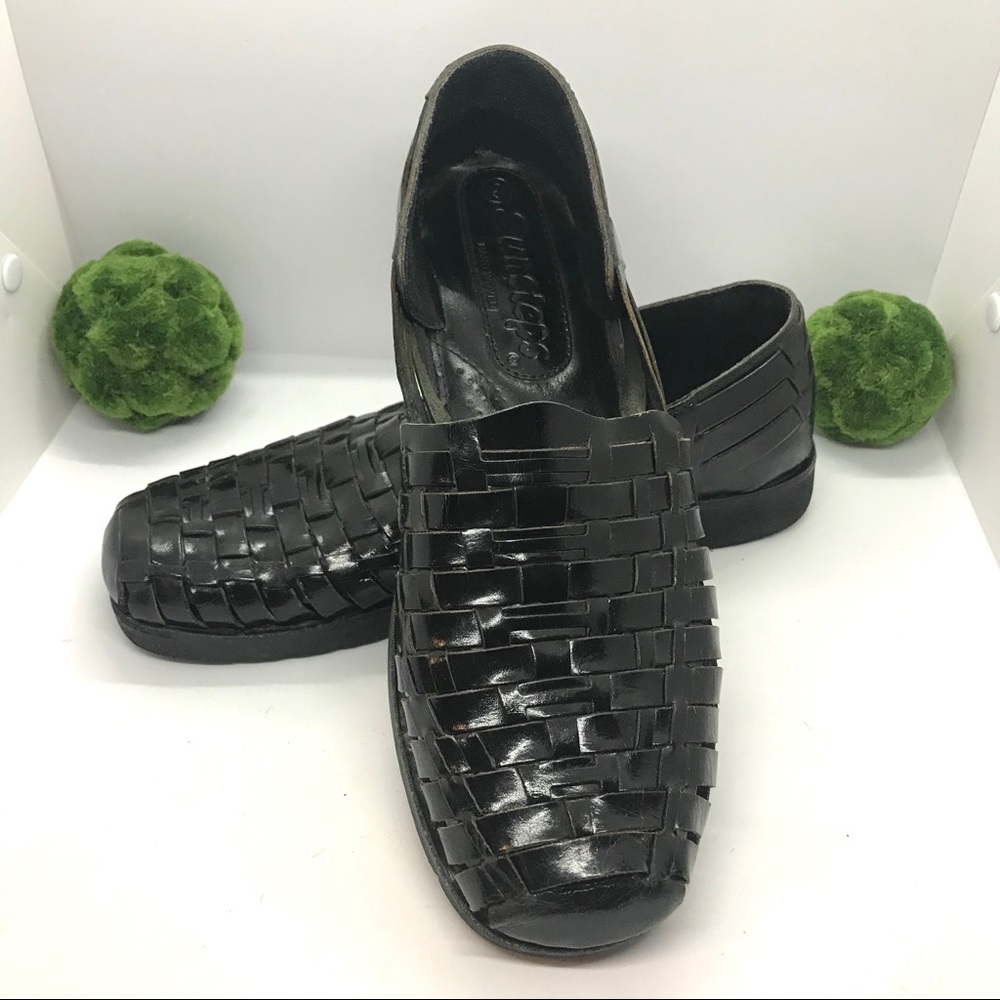 SUNSTEPS | Huarache Black Hand Woven Leather Shoes